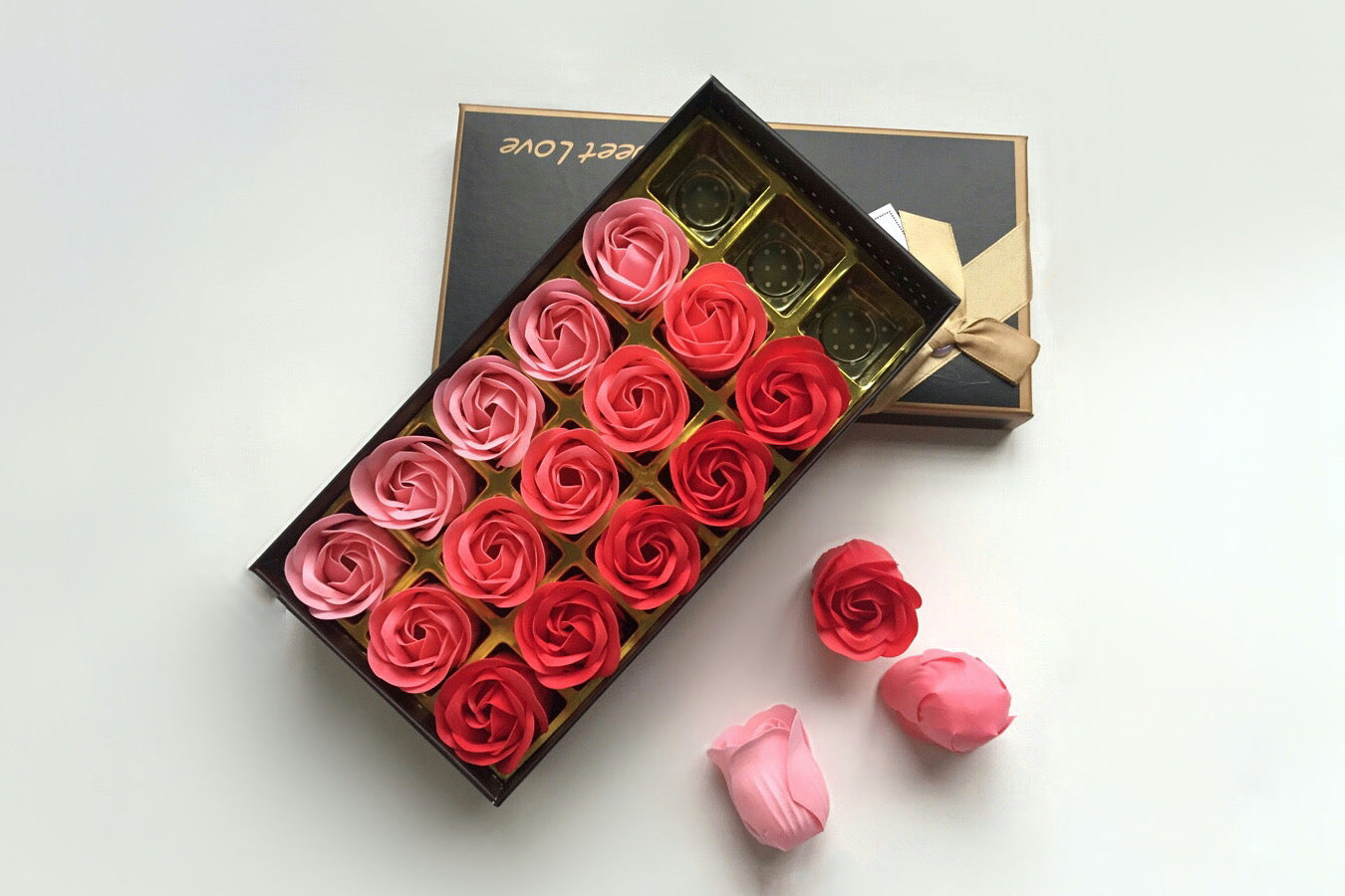 soap flowers red roses