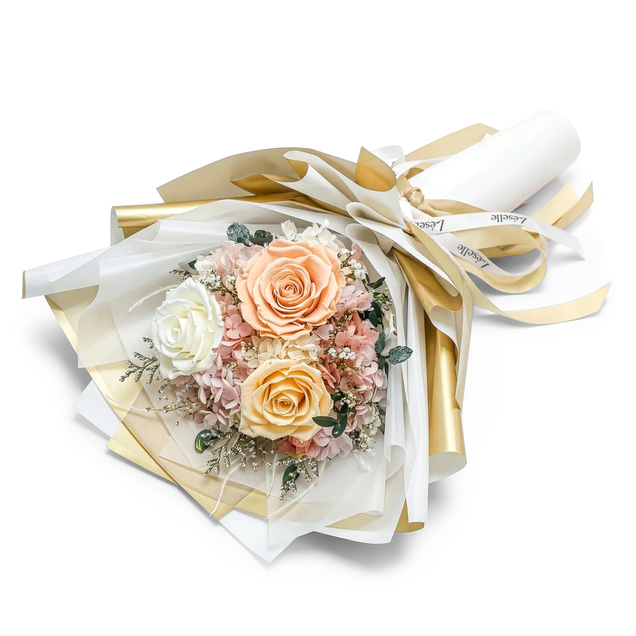 Preserved Flower Bouquet - Champagne Roses