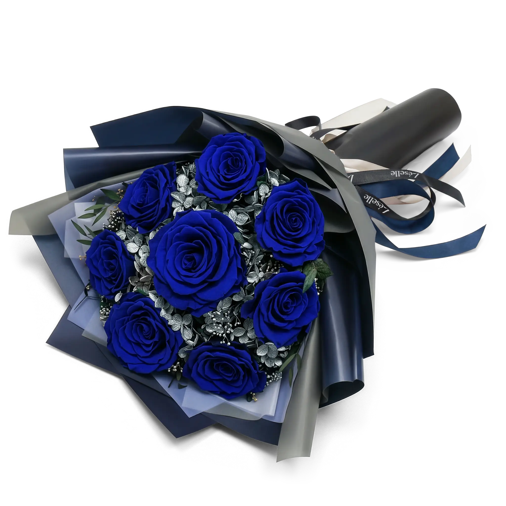 Preserved Flower Bouquet - Royal Blue Roses