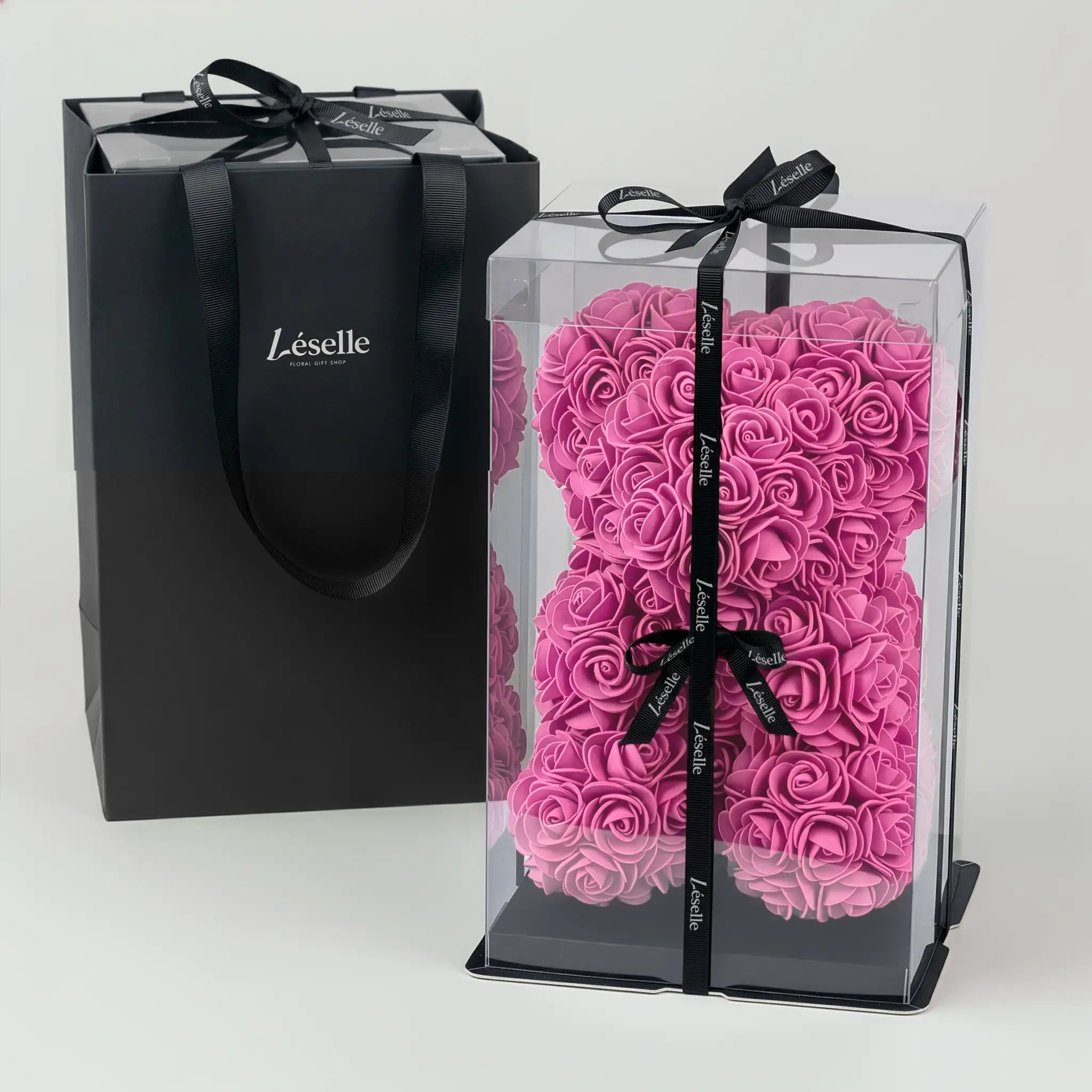 Mini Handmade Rose Bear - Fuchsia Pink