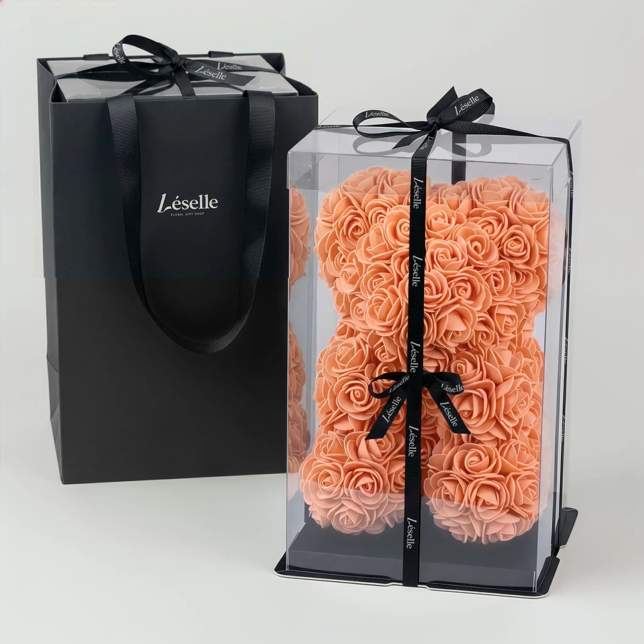 Mini Handmade Rose Bear - Tangerine Orange