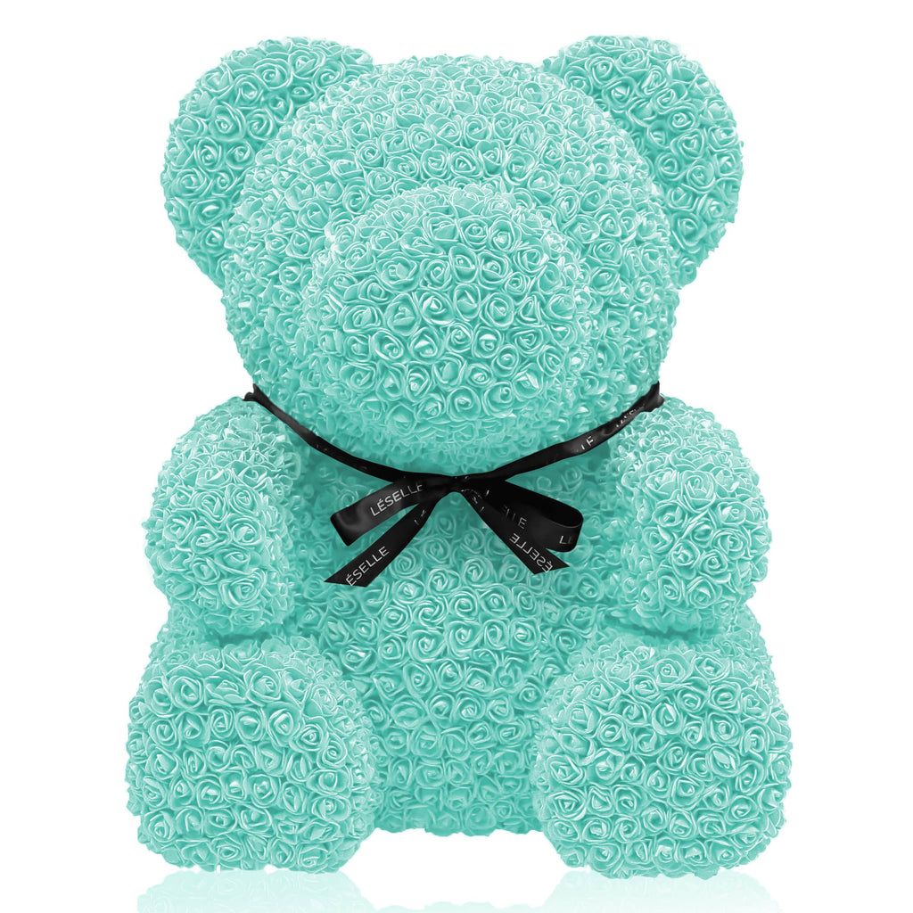 Giant Handmade Rose Bear - Tiffany Blue
