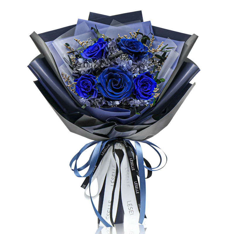 Preserved Flower Bouquet - Royal Blue Roses