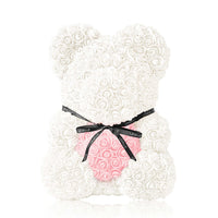 Handmade Rose Bear - Pearl White
