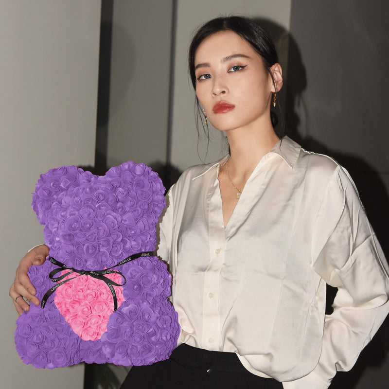 Handmade Rose Bear - Lavender